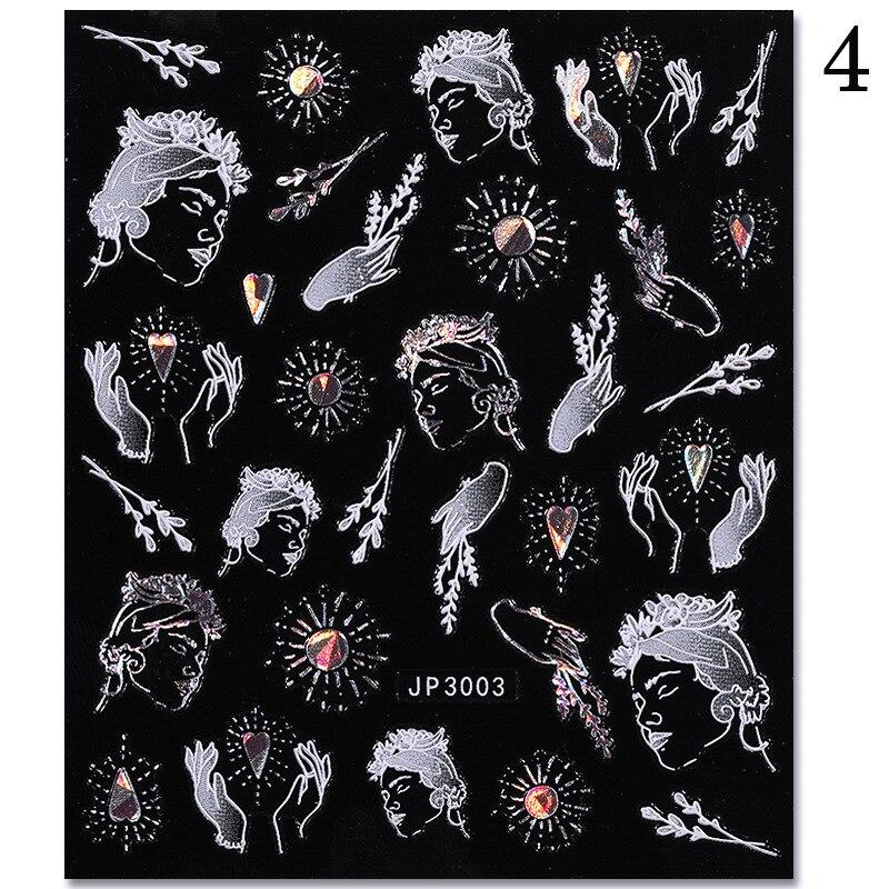 Abstract Line DIY Nail Stickers for Women Girls Nail Art Decorations Rose Gold Spring 3D Sliders for Manicure Nail Polish Decals