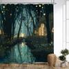 Mysterious Scene Shower Curtain, 180x 200cm Cool Blue To Warm Pattern Printed Home Bathroom Curtain
