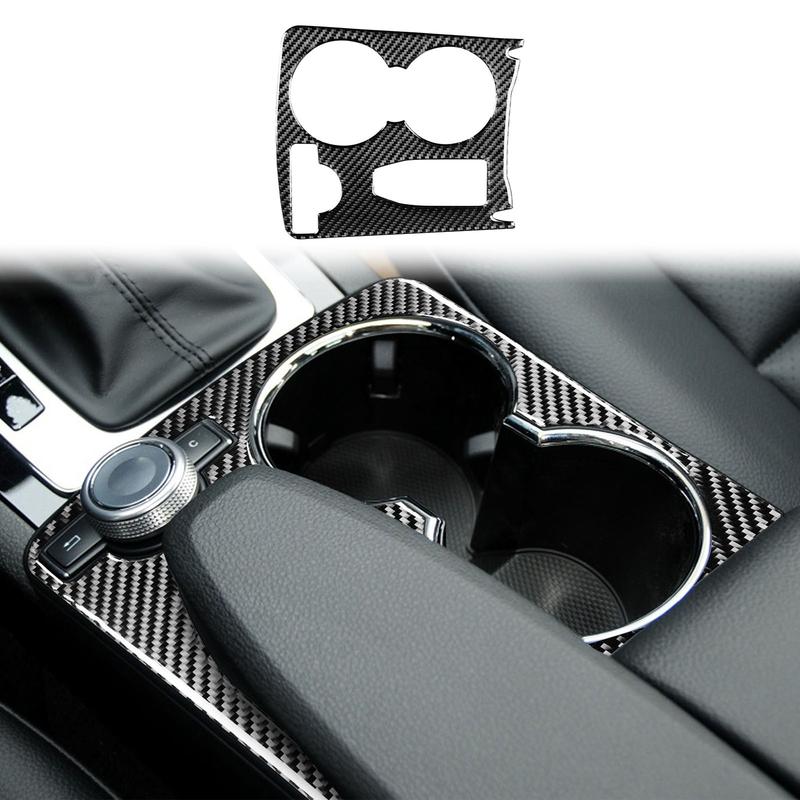 1Pc Carbon Fiber Car Interior Accessories Water Cup Holder Frame Cover Panel Trim for Benz C Class W204 2010-2014