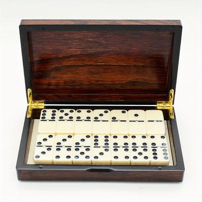 Classic Six-Dot Premium Wooden Domino Set for Family Fun with Elegant Storage Box, Travel-Friendly