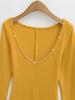 Spicy Girl Sexy Low Neck Long Sleeve T-shirt - Spring Stylish Slim Fit Solid Color Women's Top