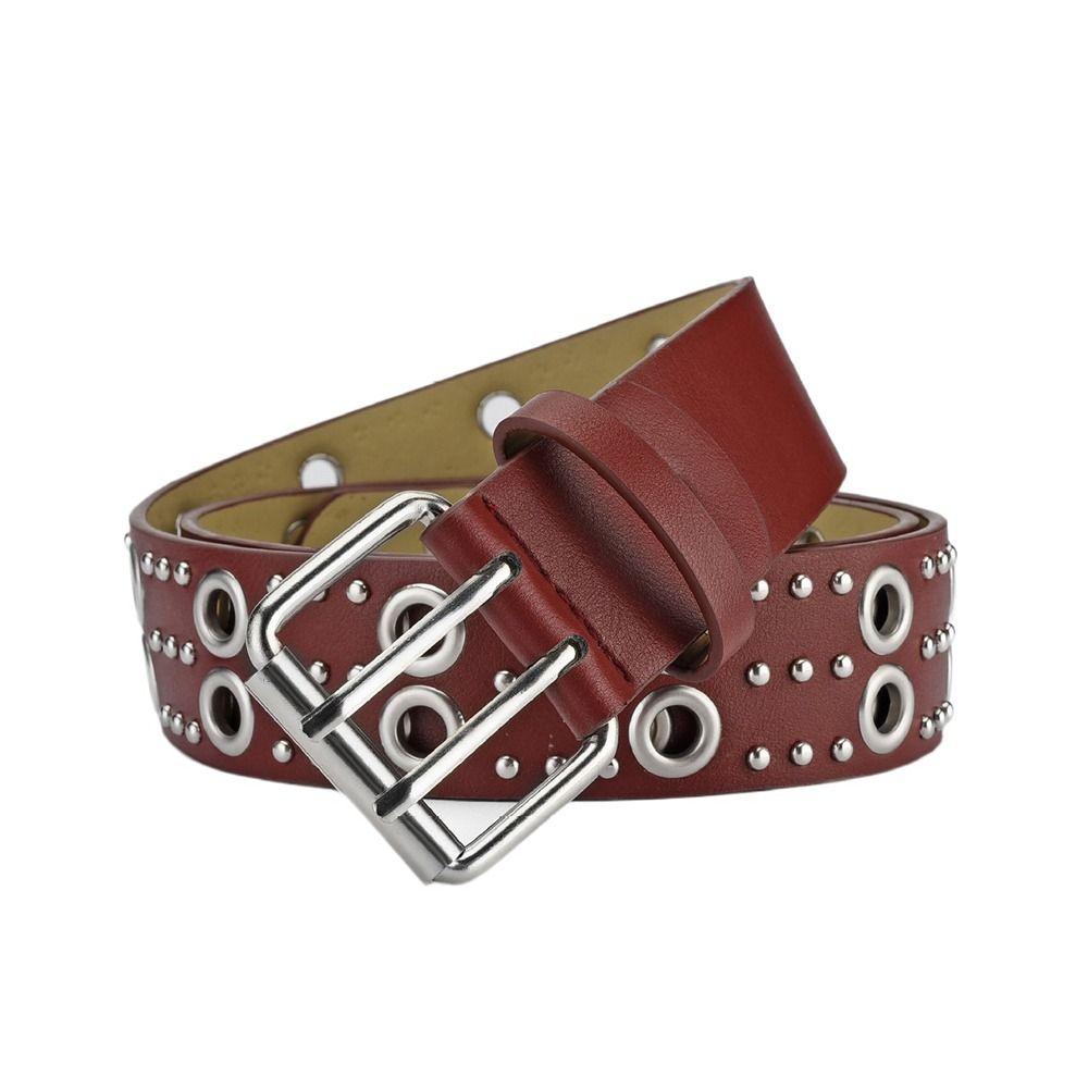 Personality Jeans For Men For Women Fashion Rivet Waistband Waist Strap PU Leather Belt Waist Belt