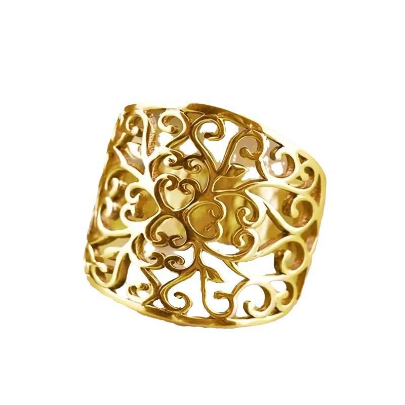 Bohemian Style Unisex Hollow Pattern Wide Ring
