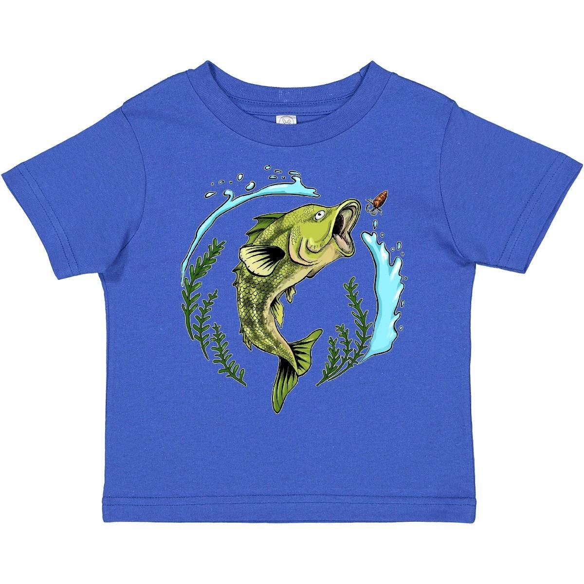 Inktastic Leaping Bass Fish- Fishing Illustration Toddler T-Shirt Tackle Water 100