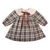 Mädchen Plaid Kleid Frühling Kinder Langarm Mode Prinzessin Puppe Kragen Kleider für Baby Mädchen