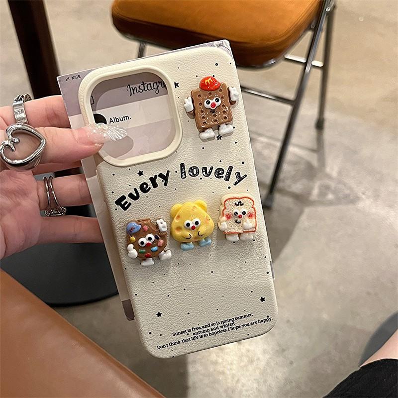 Coque de téléphone en silicone souple Design de biscuit au fromage dessin animé 3D pour iPhone 17 Pro Max 15 14 13 12 Couverture intégrale Anti-Chute pour Femmes