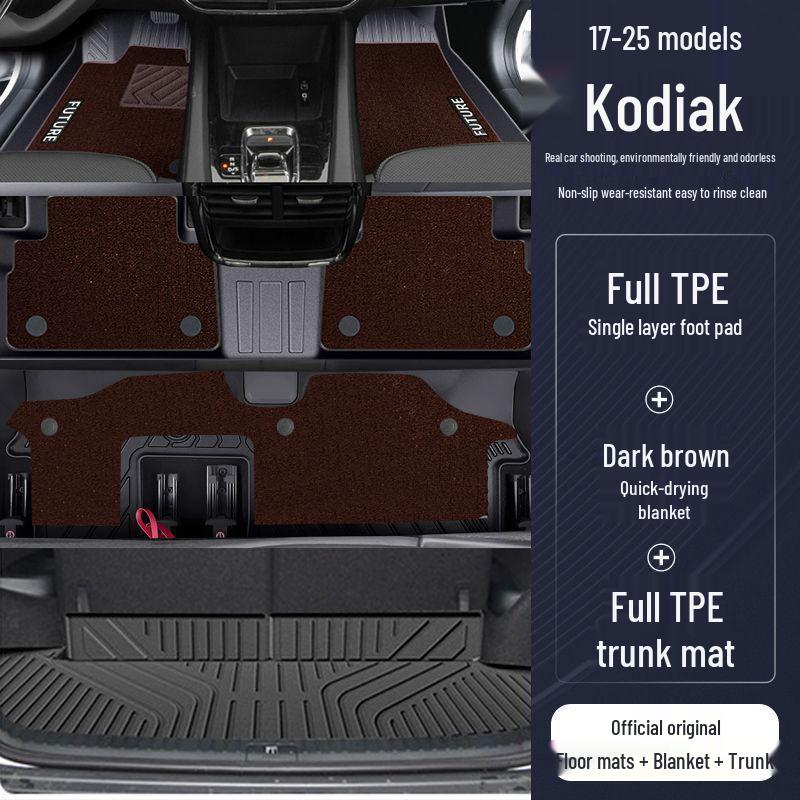 TPE Floor Mats for Skoda Kodiaq - 7-Seater, Surround Design, All-Weather Protection.
