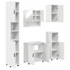 Bathroom Furniture Set with Door 5 Pcs White Engineered Wood & Metal
