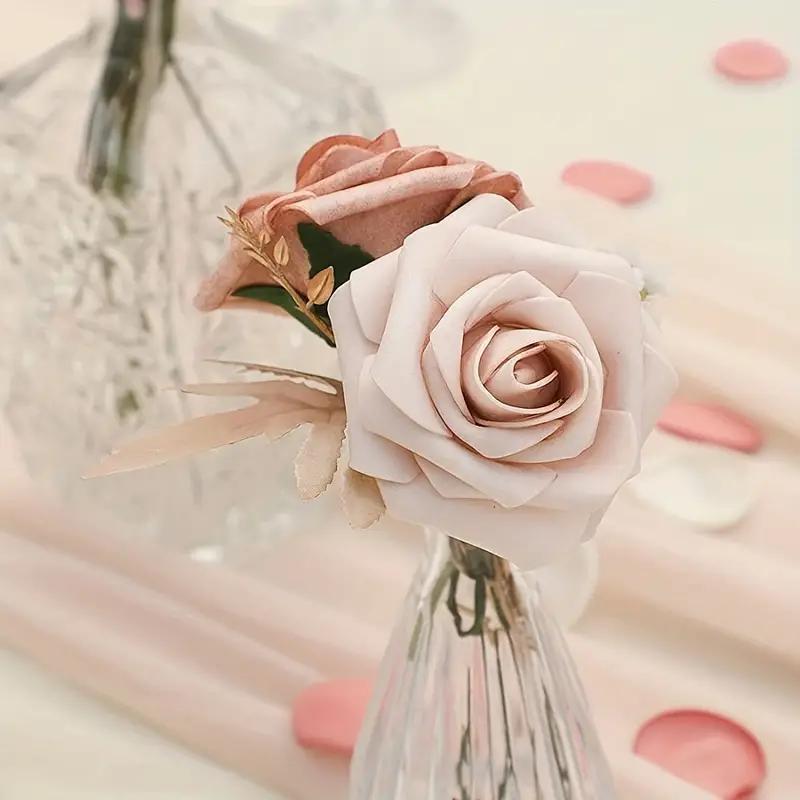 25pcs, Real Touch Cinnamon Rose Flower Arrangement for Home, Office, and Wedding Decor - Perfect Valentine's Day, Birthday, and Mother's Day Gift