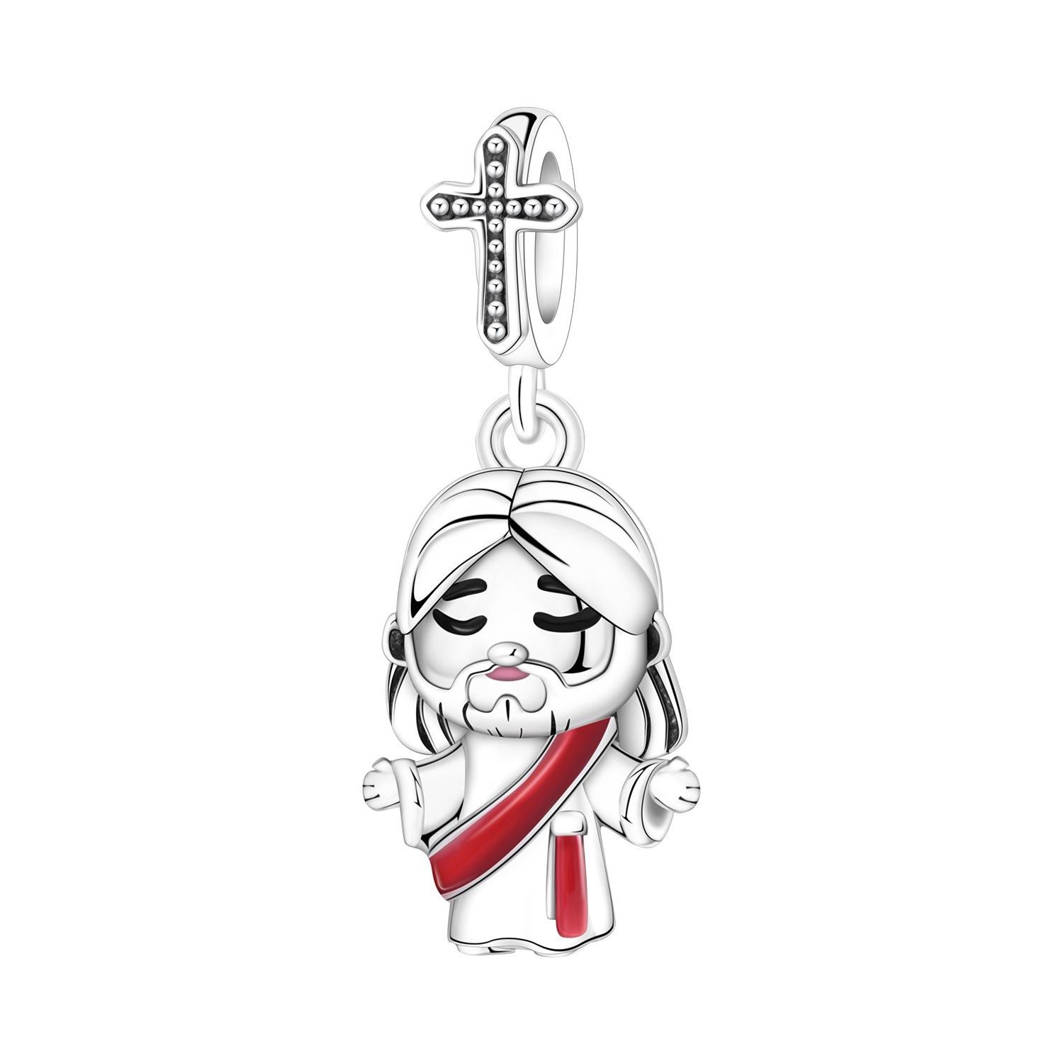 

S925 Silver Angel Eye Cross Charm Adjustable Sliding Knot Bracelet Bead Accessories for Women