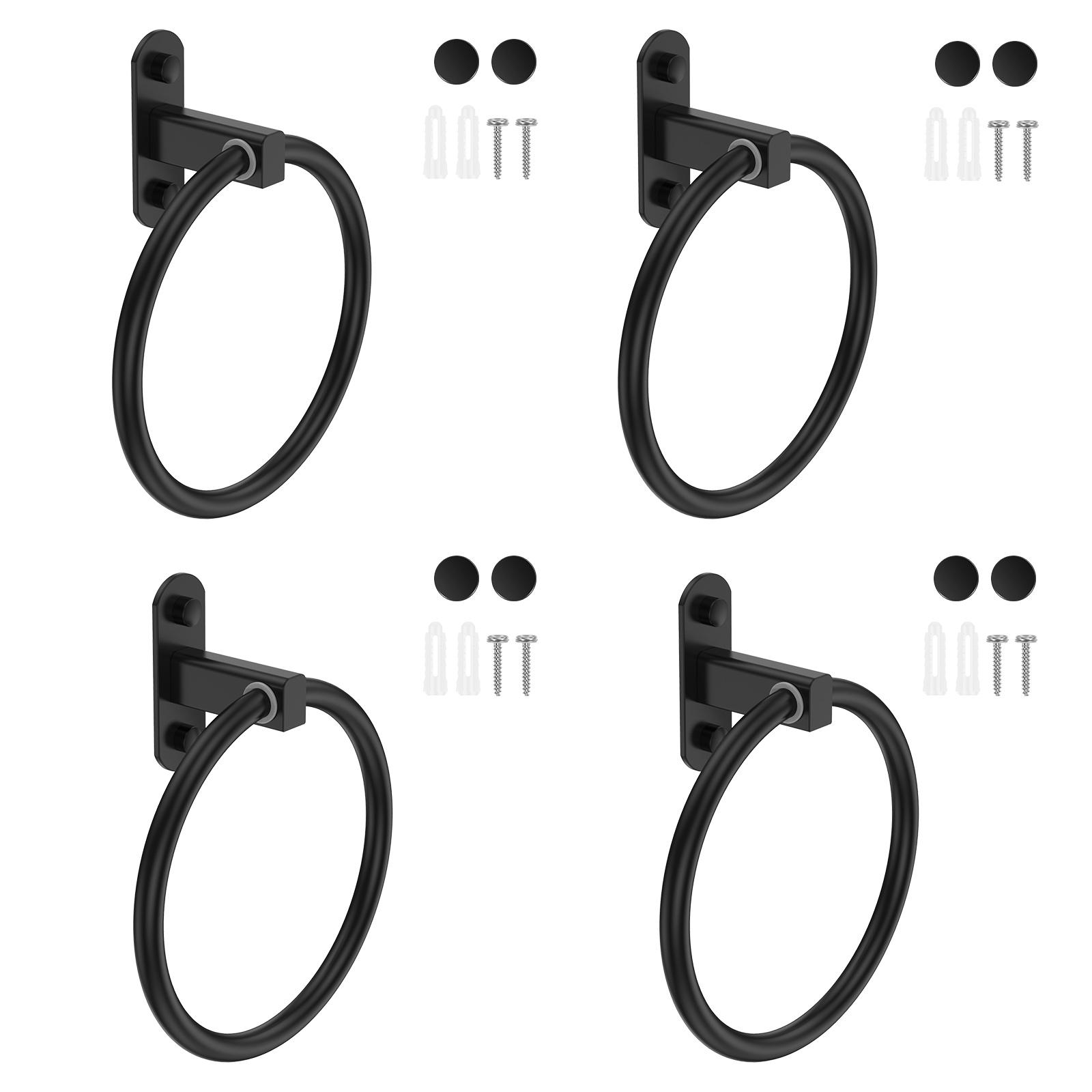 

4Pcs Aluminum Towel Ring for Bathroom Rustproof Towel Holder Ring with Fixing Kit Wall Mounted for Bathroom and Kitchen