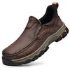 Men's Waterproof Slip On Faux Leather Hiking Shoes for Male Outdoor Non-Slip Walking Sneakers Casual Loafers Work Shoes Comfortable Short Boots
