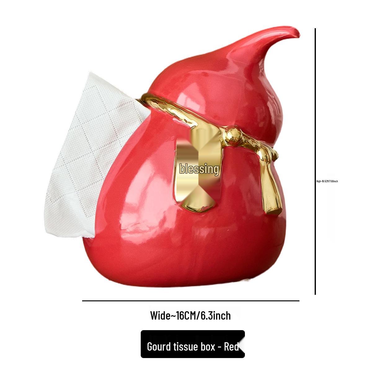 Red Gourd Ceramic Tissue Box - Living Room Decoration & Spring Festival Gift