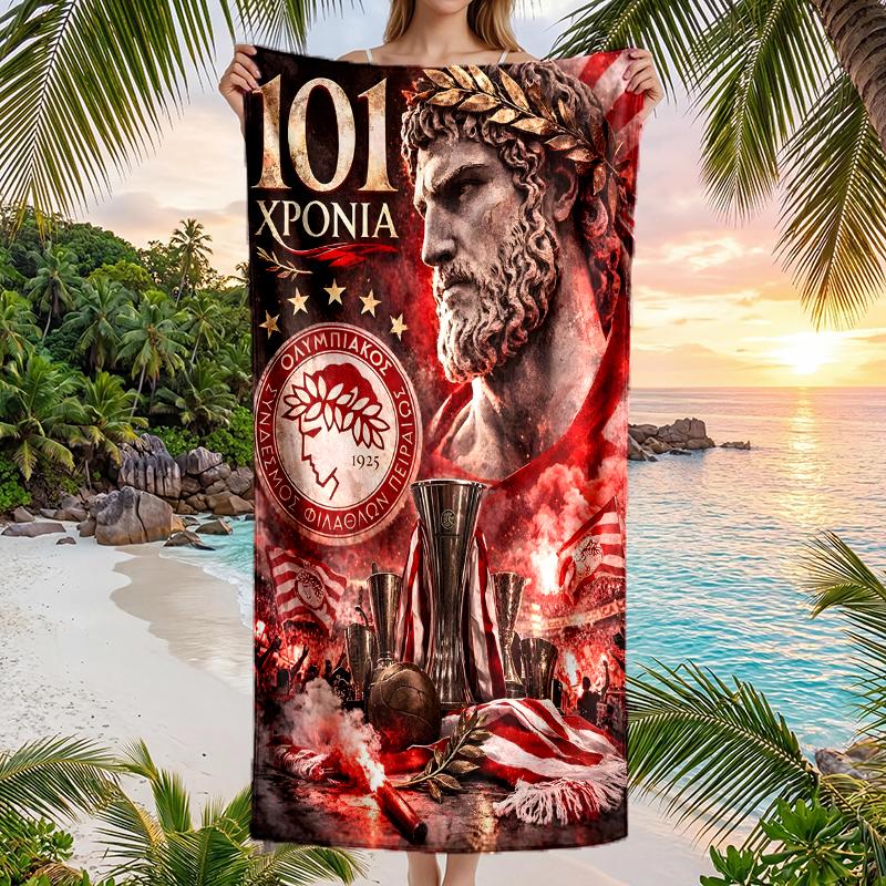 Olympiacos Fc Fashion Beach Towel: Ideal for Summer Adventures Soft, absorbent and quick drying suitable for swimming and bathing