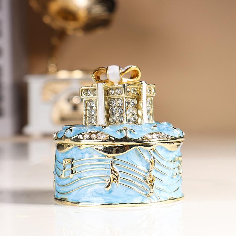 Creative Mini Jewelry Storage Box, Portable Travel Earrings, Necklace and Ring Organizer, Alloy Jewelry Display Box