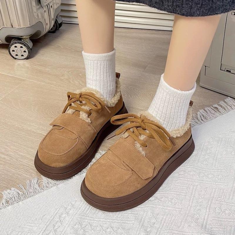 Retro Women's Autumn and Winter New Warm and Plush Thick-soled Snow Cotton Shoes