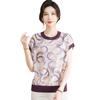 Mother's Short-Sleeve Knitted Base Layer - Chinese Style Round Neck Top for a Youthful Look