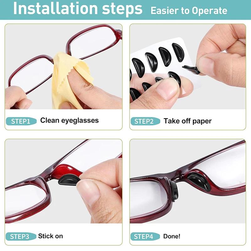 5pairs Eyeglasses Anti Slip Nose Pads Soft Silicone Adhesive Glasses Nose Pads For Plastic Frame Glasses Sunglasses(Black/White)