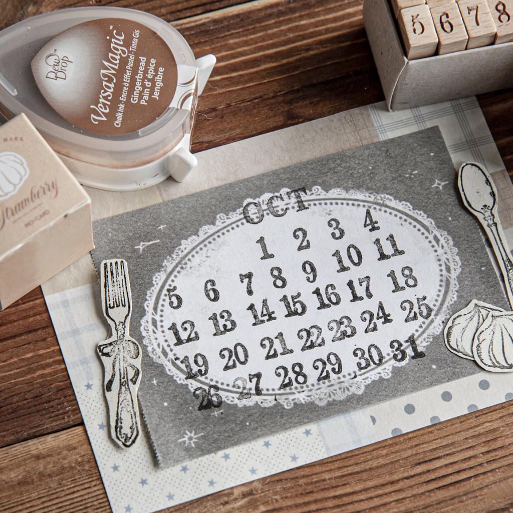 Journal GO 10pcs/set Creative Retro Number Stamp Set for Scrapbooking Vintage Journaling Supplies Cute Wooden Stamps
