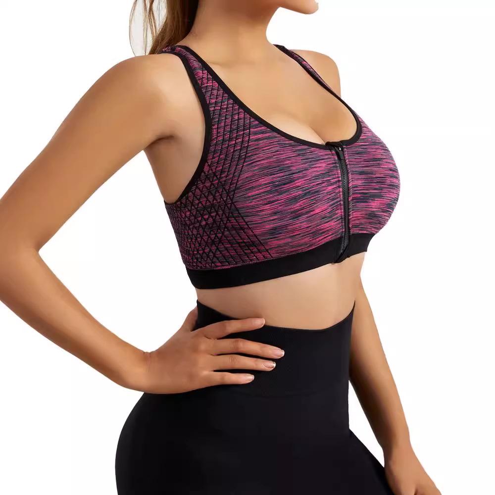 Wireless Women's Sports Bra - Quick-Dry, Shockproof, Zipper Style for Running & Yoga