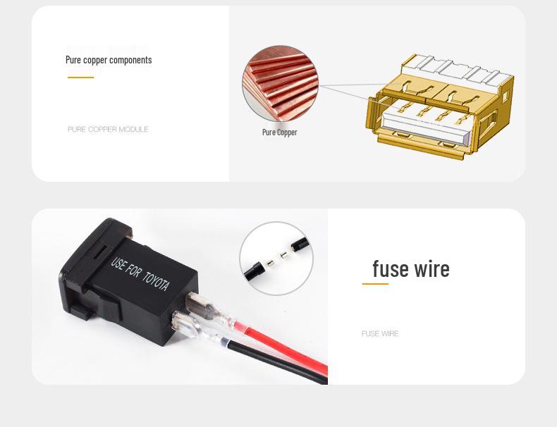 48W QC3.0 Fast Charge Type C Car Charger for Toyota