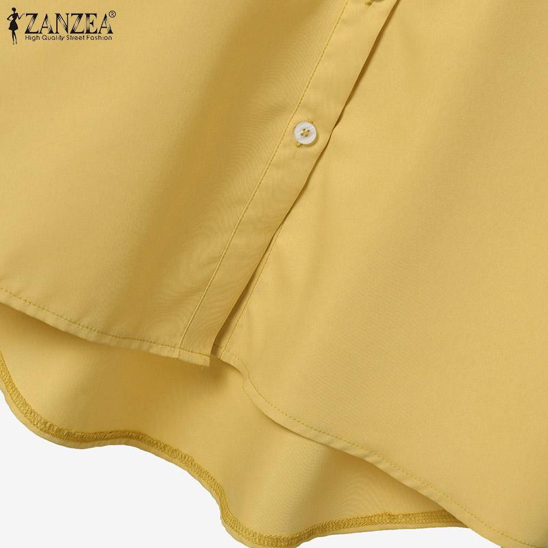 ZANZEA Womens Turn Down Collar Summer Half Sleeve Blouse