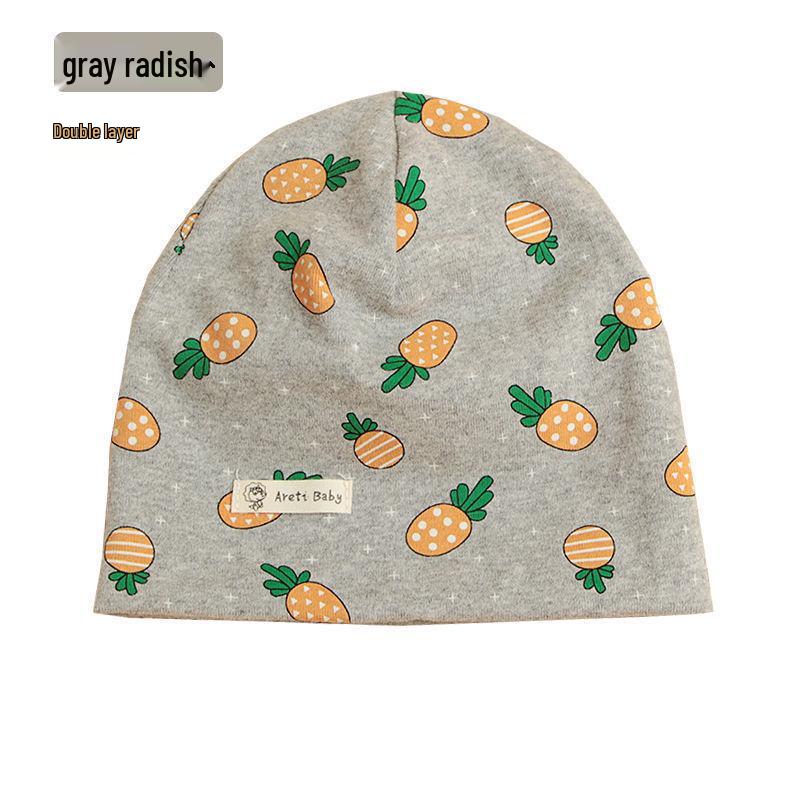 

Двухслойная хлопковая вязаная детская шапка с мультяшным принтом для осени и весны Medium