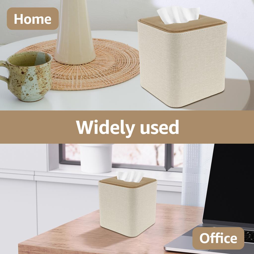 Tissue Box PU Leather Square Tissue Box Paper Box Container Napkin Holder Tissue Storage Box Home Table Decoration for Bathrooms