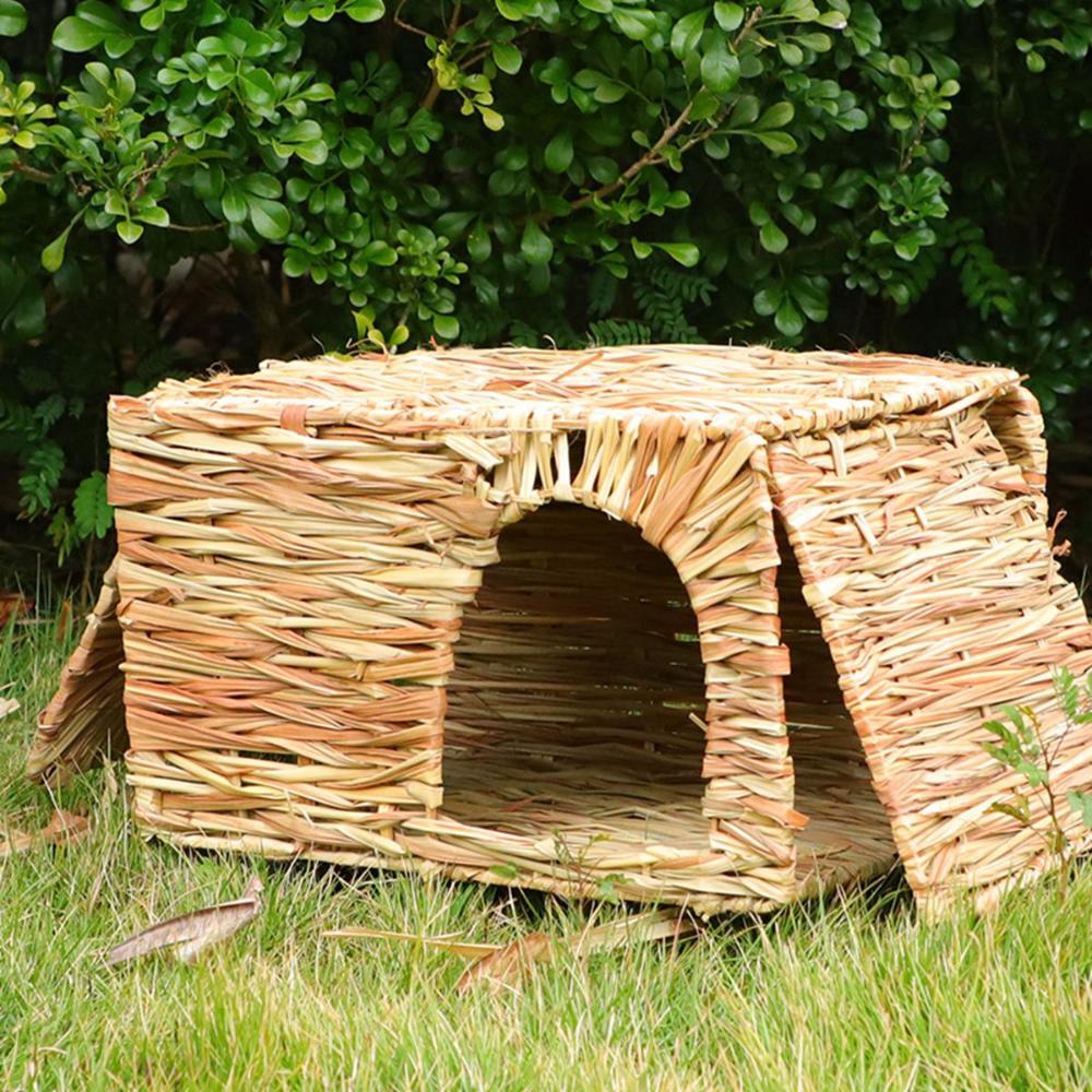 

Свинья ёжик удобный натуральный ручной работы летнее убежище травяная грядка домик для кролика хижина из сена жевательные игрушки естественный