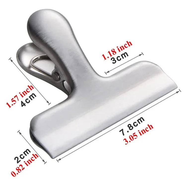 2PCS Stainless Steel Bag Clips Large Metal Air Tight Sealing Clip Durable Paper Bag Clip Coffee Food Bread Bags Kitchen Storage