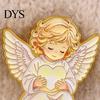 Healing Visual Design Little Angel Brooch Pin for Women, Cute Guardian Holding Heart Lapel Decorative Accessories with Wings, Clothing Accessory