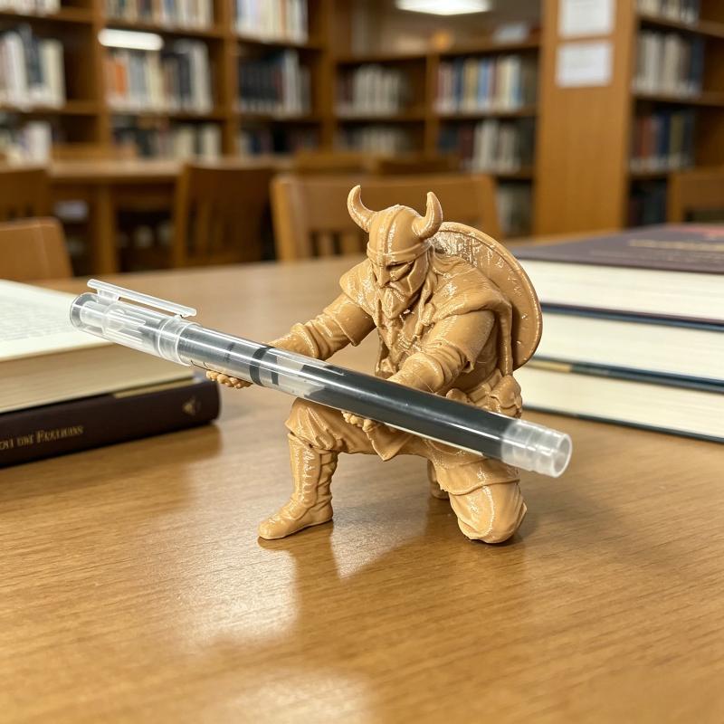 Medieval Kneeling Soldier Pen Holder 3D Printed Retro Nordic Warrior Desktop Storage for Office Desk Decor Gift