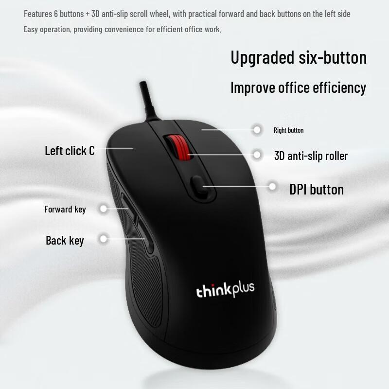Lenovo ThinkPlus M10 Pro Wired Ergonomic Office Mouse