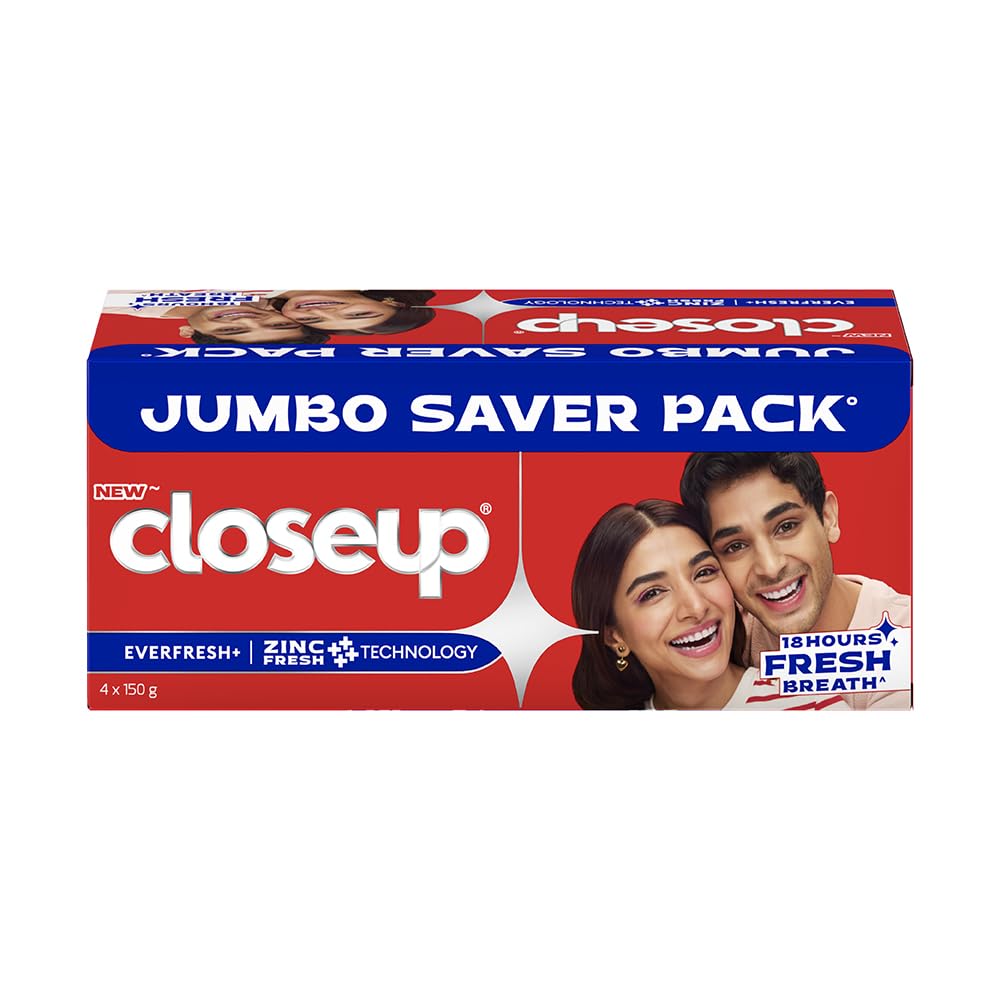 Close Up Toothpaste | Long lasting 18 Hours Of Fresh Breath & White Teeth - 600g (Pack of 4) 600g