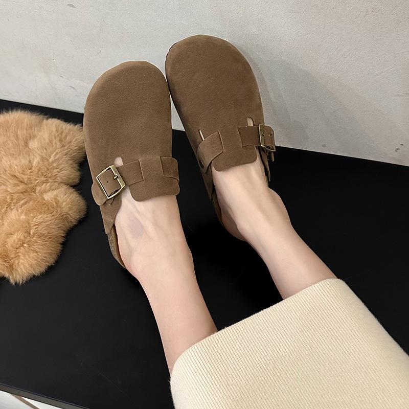 The New 2025 Lazy Single Shoes Wear Thick Bag Head and Half Slippers with One Foot, and the Bottom of Boken Spring Soft-soled Birken Shoes for Women.
