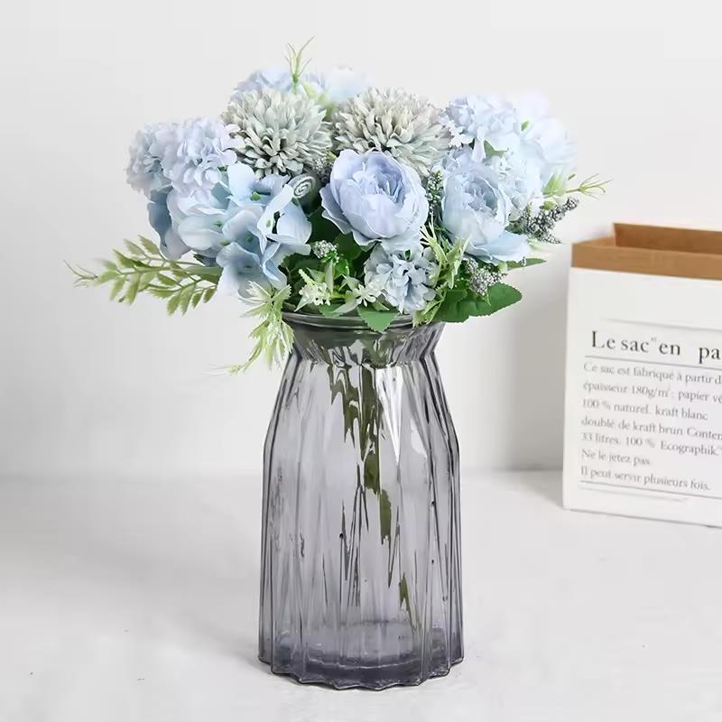 Chrysanthemum Roses Artificial Flower Bouquet for Vase Composition 32 Cm - Blue