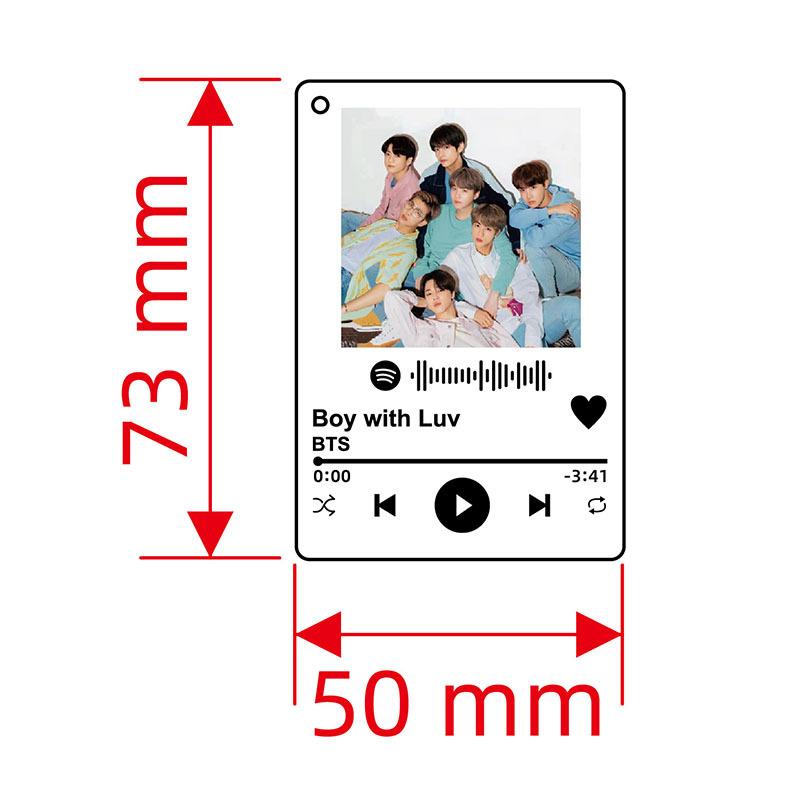 BTS Music Player Keychain, Bangtan Boys Keyring with Group Photo, Kpop Song Themed Bag Pendant for ARMY Fans