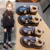 Girls' Velvet Leather Shoes, Children's Warm Cotton Shoes 2025 Winter New Soft-soled Beanie Shoes, Baby Girl Loafers Tide