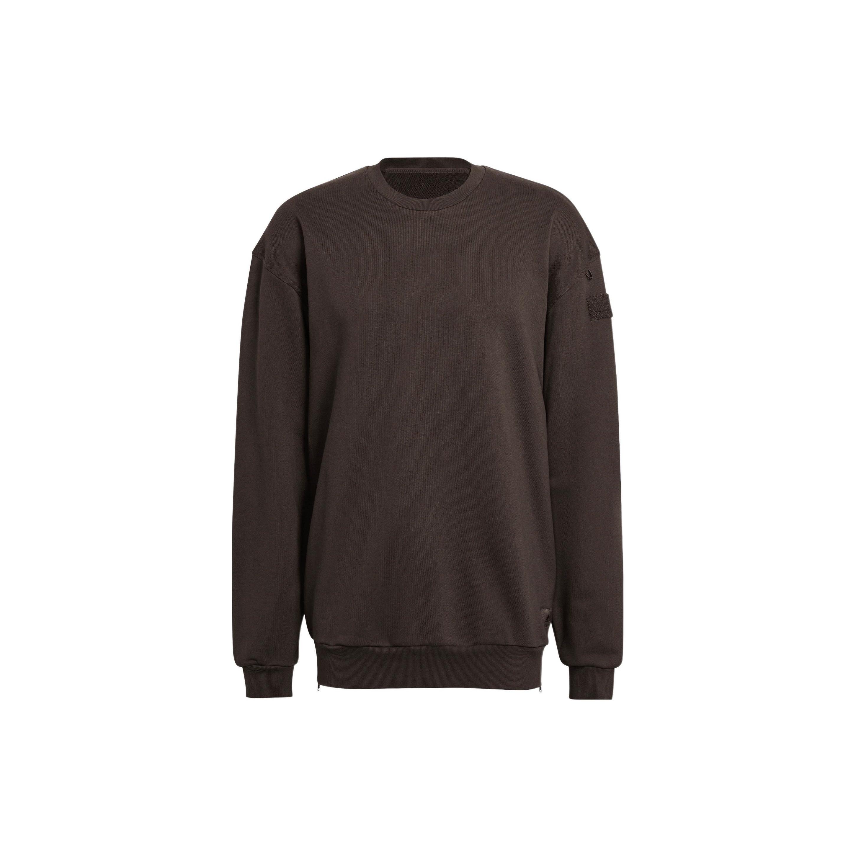 Men s adidas Solid Color Round Neck Loose Pullover Hoodless Dark Grey Olive Green HG6637 XS