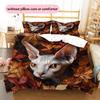 Maple Leaf Cat  Pattern Bedding Quilt Set Quilt Cover Pillowcase Home Decoration  Gift (1 * duvet cover + 2 * pillowcase, without core)