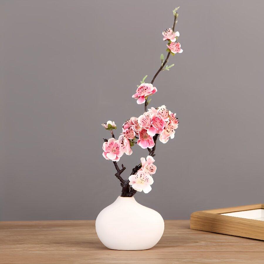 1 kus nových kreativních bonsají se simulovanými květinami v čínském stylu, vhodné pro domácí dekoraci, TV stolek, pracovnu,