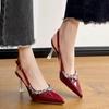 Fashion Summer New Baotou Haute Couture Stiletto Pointed Toe High Heels  Rhinestone Trim Sexy One Strap Plus Size Sandals Women