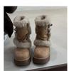 Fleece Warm Round Head Metal Buckle Cotton Boots Winter Thick-soled Snow Boots Women