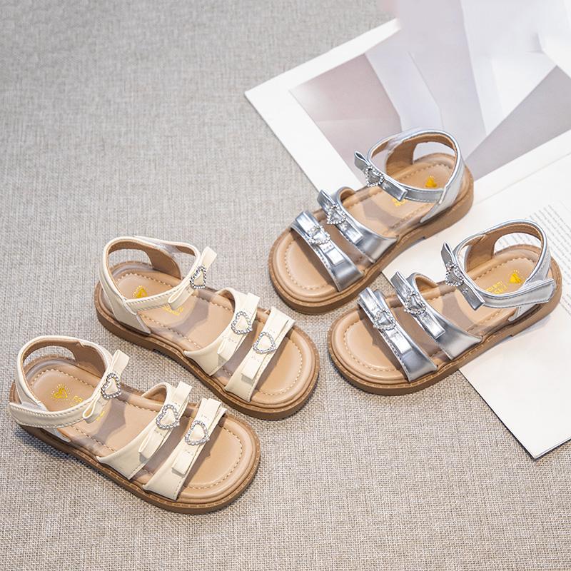 Girls' Sandals Summer New Children's Soft Bottom Anti Slip Princess Shoes Girls' Versatile Sweet Roman Sandals