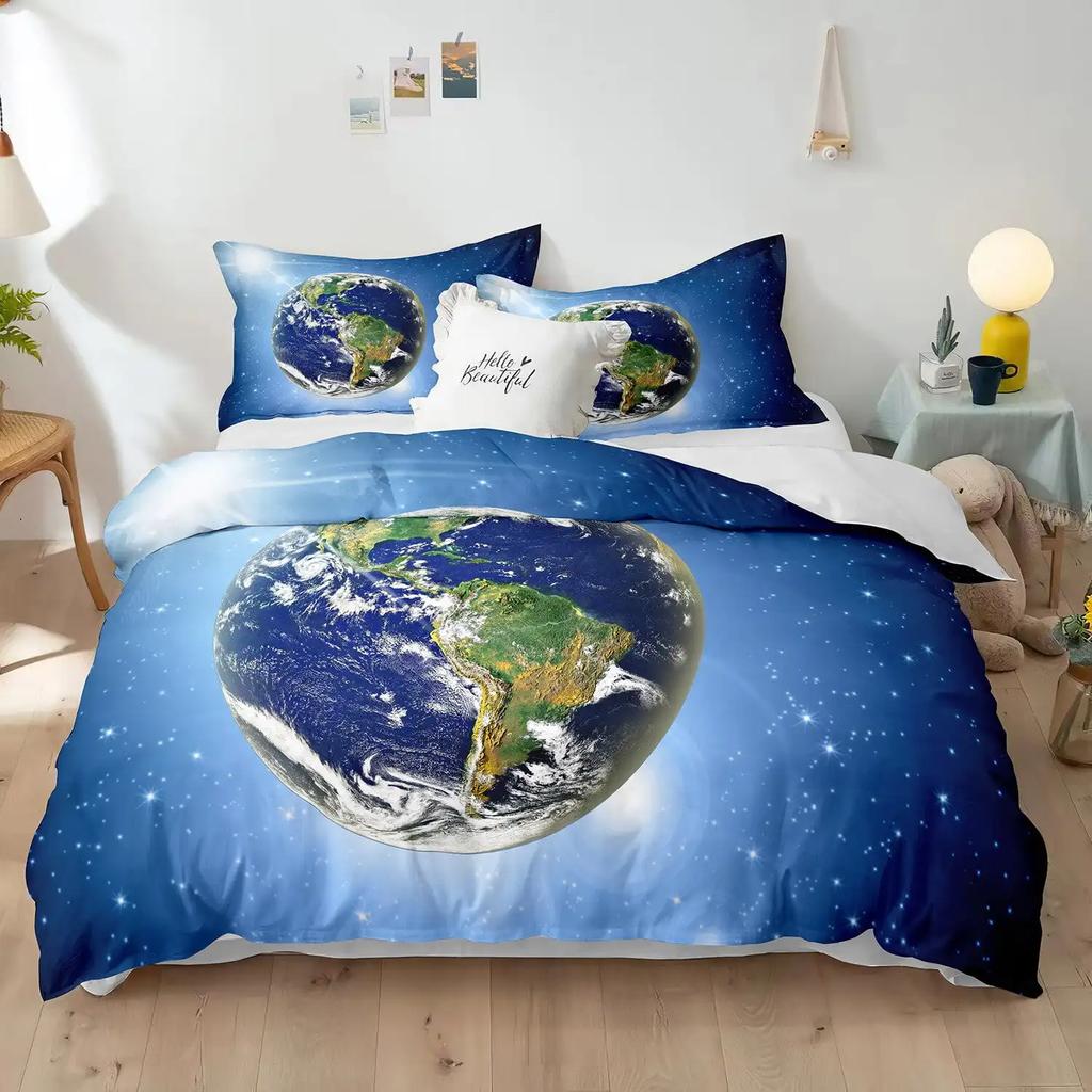 Comforter Huge Earth Planet Theme For Children Boy Girl Teens Mercury Galaxy Space Blue King For Bedroom Decorations Warm Soft