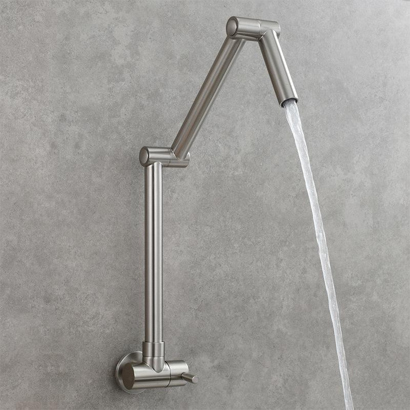 Black Brass Single Cooling Wall-mounted Kitchen Faucet Rotating Foldable Extension Sink Tap Balcony Washbasin Faucet