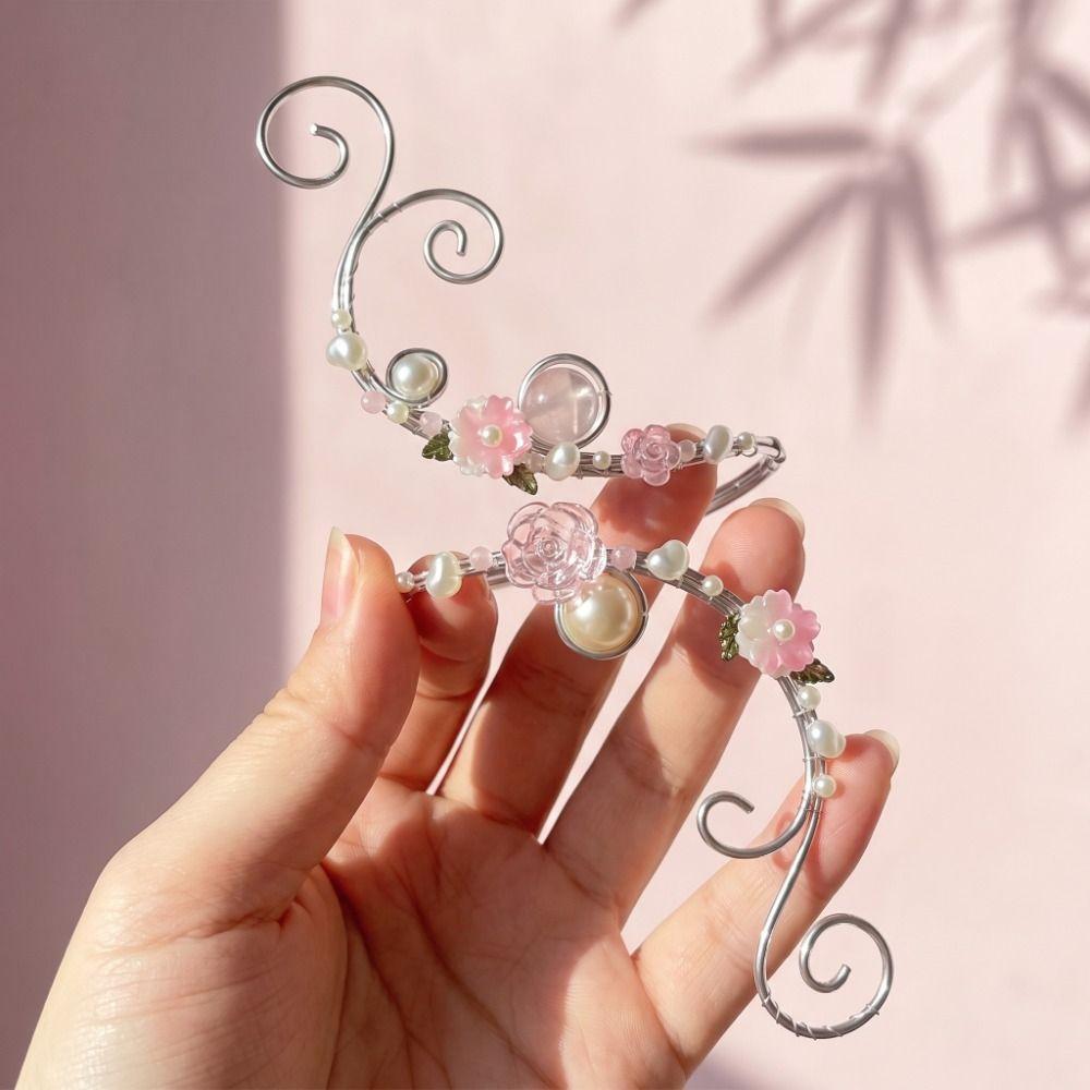 Pearl Flower Arm Cuff Spiral Wire Open Arm Bangle Boho Hollow Out Arm Band  Men