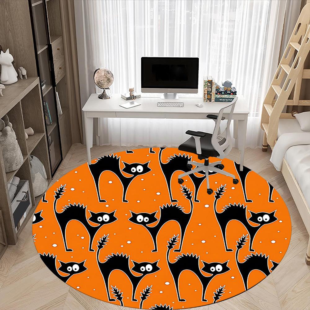 1PC Halloween Cats Chair Carpet for Office, Indoor Non-Slip Washable Carpet, Soft Comfortable Mat For Office Room yy250930216