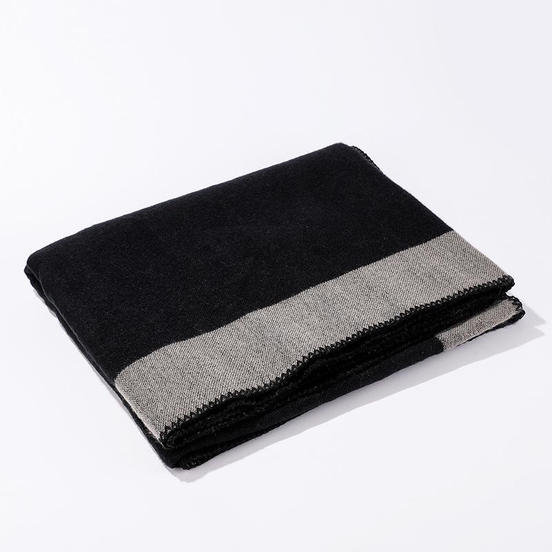 Solid Color Striped Shawl Cardigan: Warm, Versatile Imitation Cashmere Scarf for Autumn and Winter