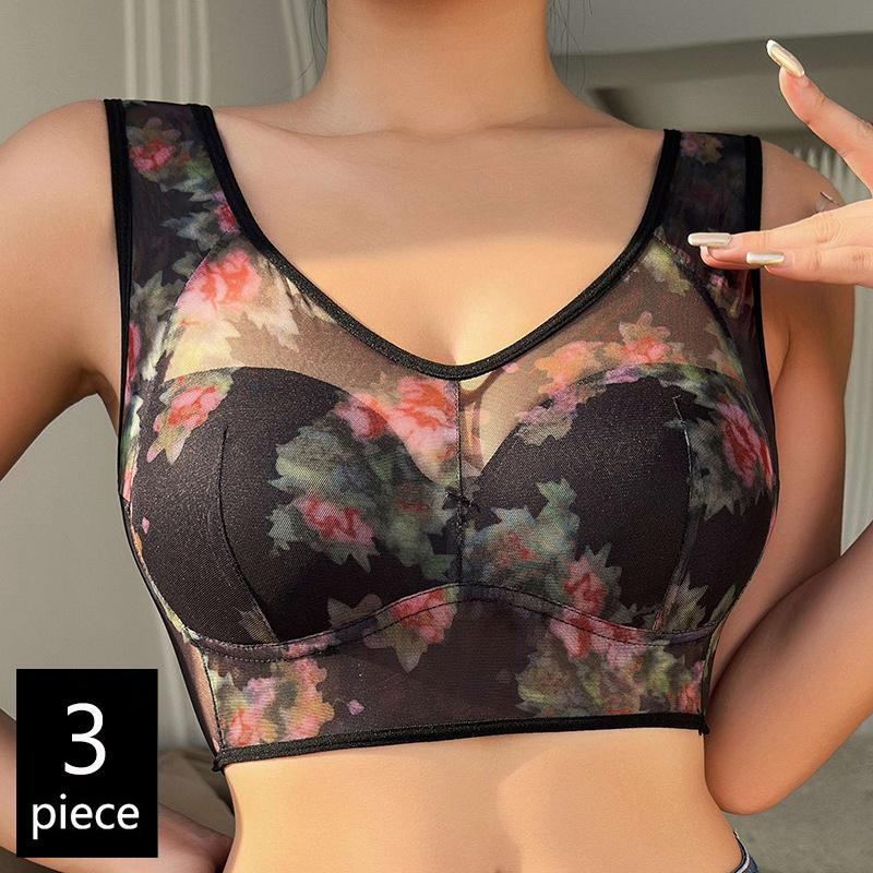 3Pcs/Set  Women's Bra Seamless Bras Plus Size Underwear Wireless Bralette Sexy Ladies Lingerie L-6L